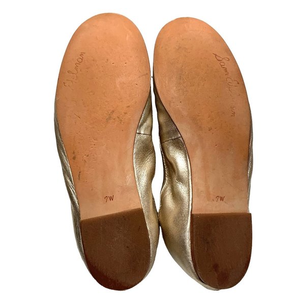 SAM‎ EDELMAN Felicia Gold Leather Slip On Ballet Flats - Picture 4 of 10
